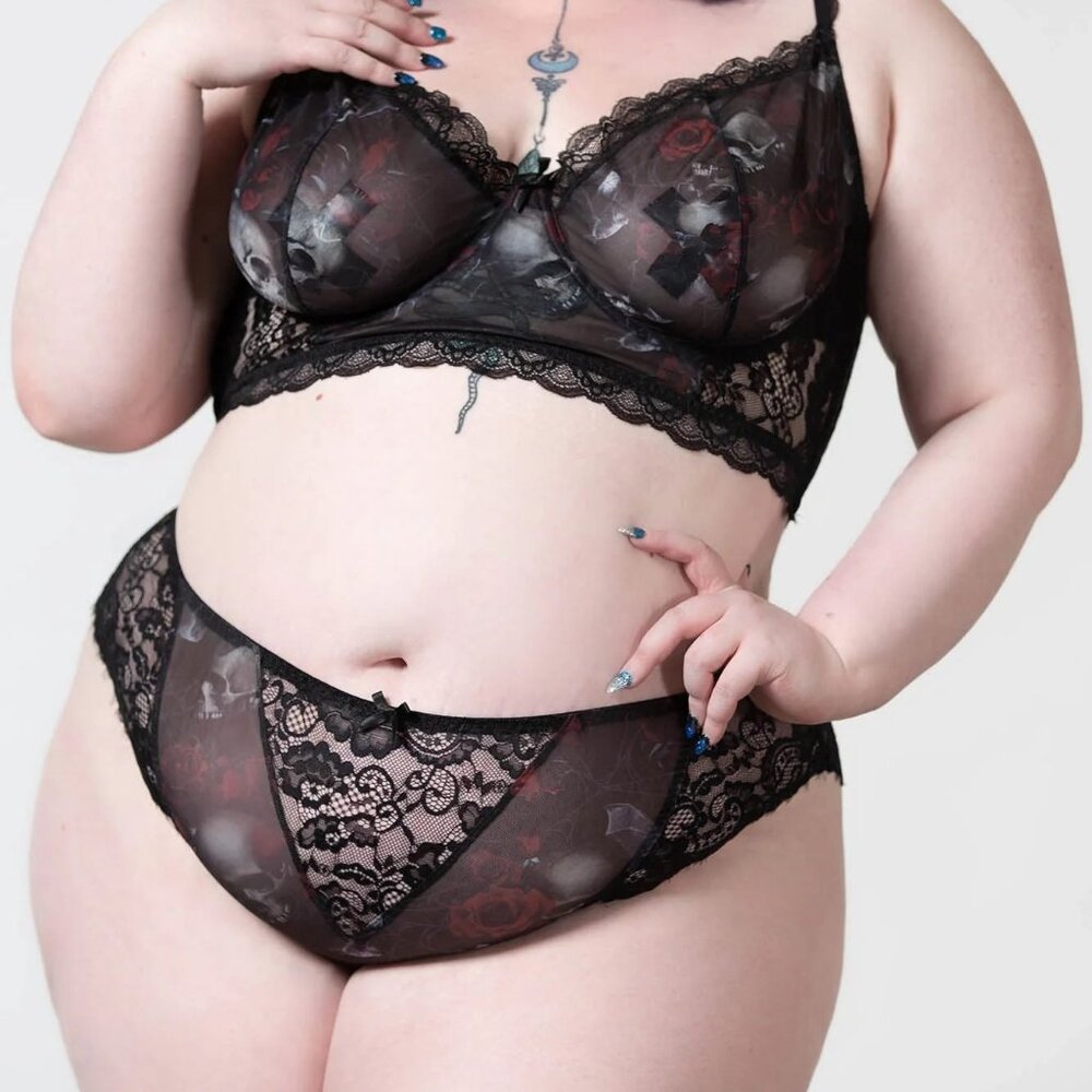 Killstar - Wild Rose Mesh Panty - XXL / Black - NWT